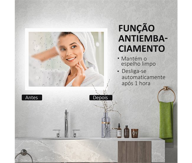 Espelho Casa de Banho Vidro e Metal kleankin Prata
