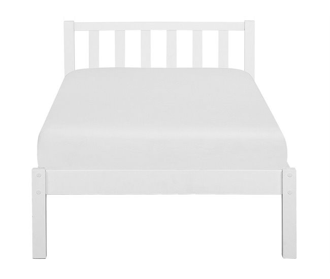 Beliani Cama com estrado Pinho FLORAC Branco