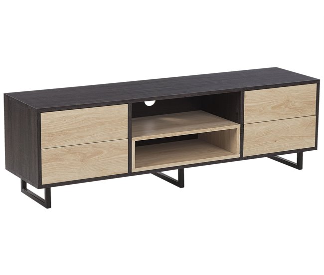 Beliani Mesa de TV MADERA 140 Castanho