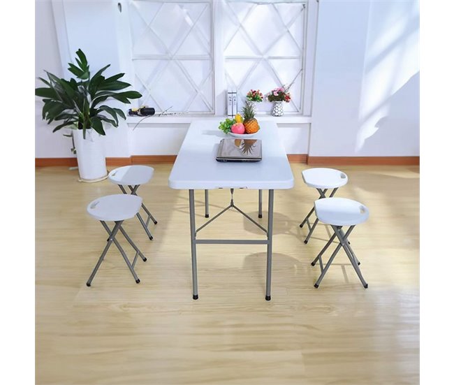 Tamborete dobrável de resina 7house Branco