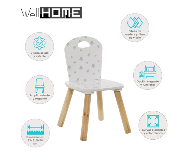 WELL HOME - Cadeira infantil "Dulzura" com estampas Branco