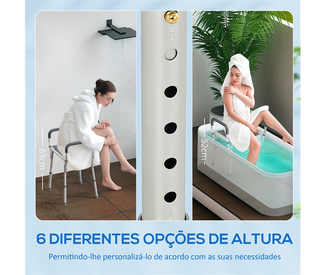 Banco de Duche Alumínio, HDPE e EVA HOMCOM, casa - casa de banho Cinza