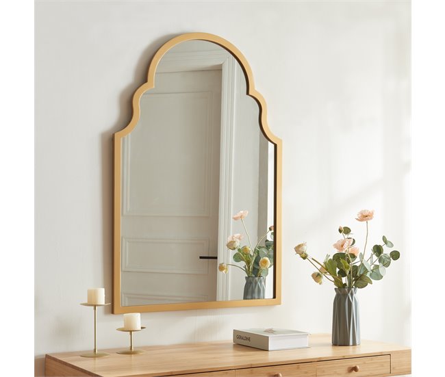 [en.casa] Espelho de parede Hämeenkyrö design atrativo MDF 60x2 Dourado