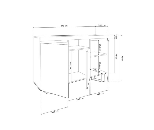 Aparador Ebos UP 140 Preto / Cinza