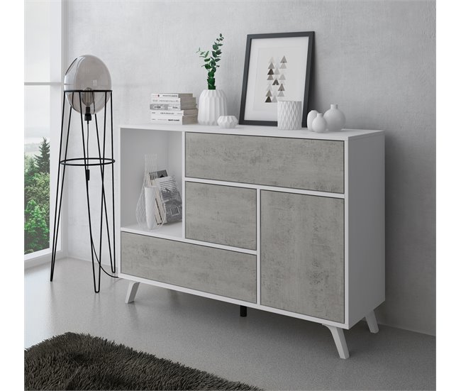  Aparador para sala de estar ou de jantar - 86 x 120 x 40 cm 120 Branco/cinza