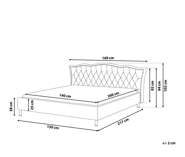 Beliani Cama Piel sintética METZ 169x217 Branco