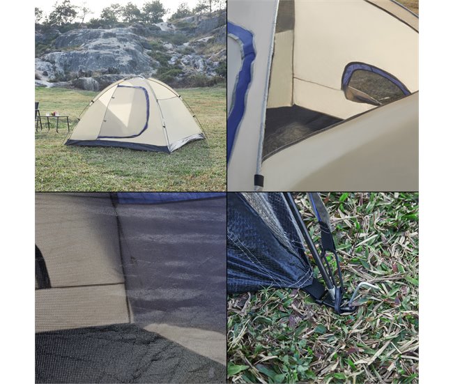 Tenda Bergeijk  de teto duplo em poliéster 213x213 Azul