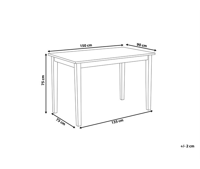 Beliani Mesa de comedor GEORGIA 90x150 Preto