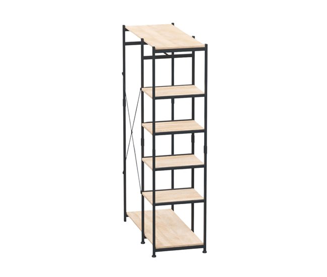 Camarim Open Closet com 5 Prateleiras e 1 Bar Preto/ Madeira