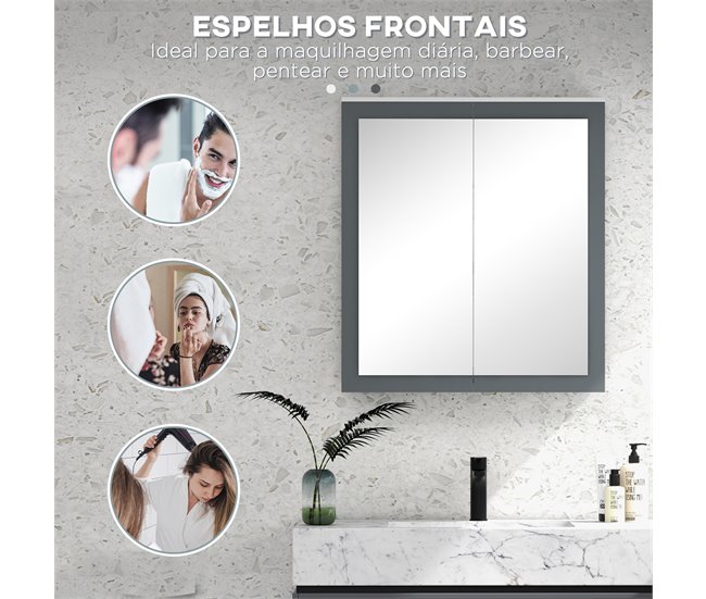 Armário de Casa de Banho MDF e Vidro kleankin Branco