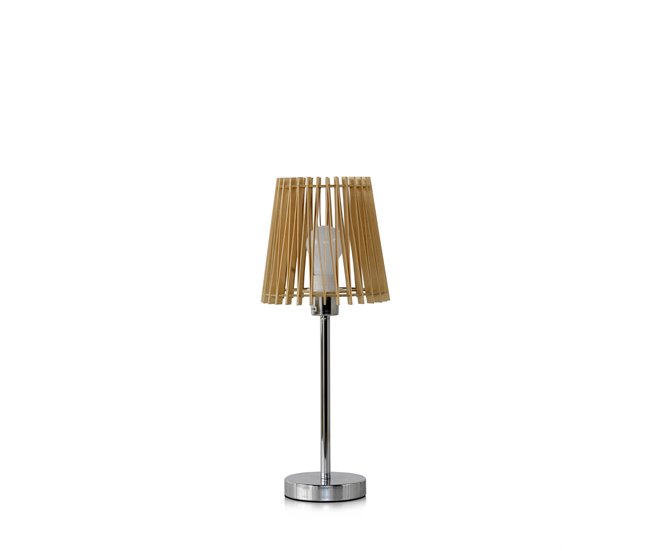 Abajur de mesa de madeira com base de metal Natural