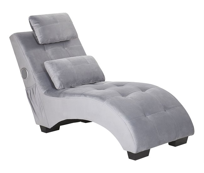 Beliani Chaise-longue Veludo SIMORRE Azul