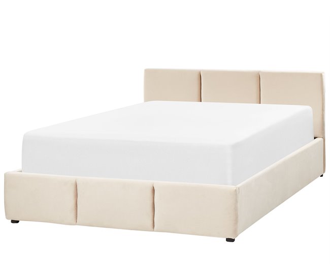 Beliani Cama baú Veludo BOUSSE 151x219 Bege