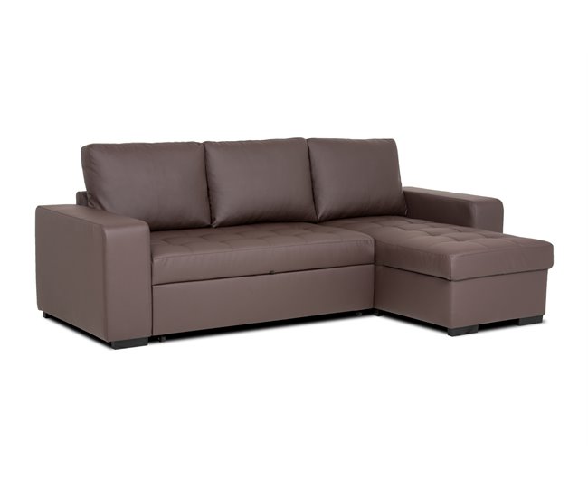 Chaise longue de pele sintética com cama HARRY Chocolate