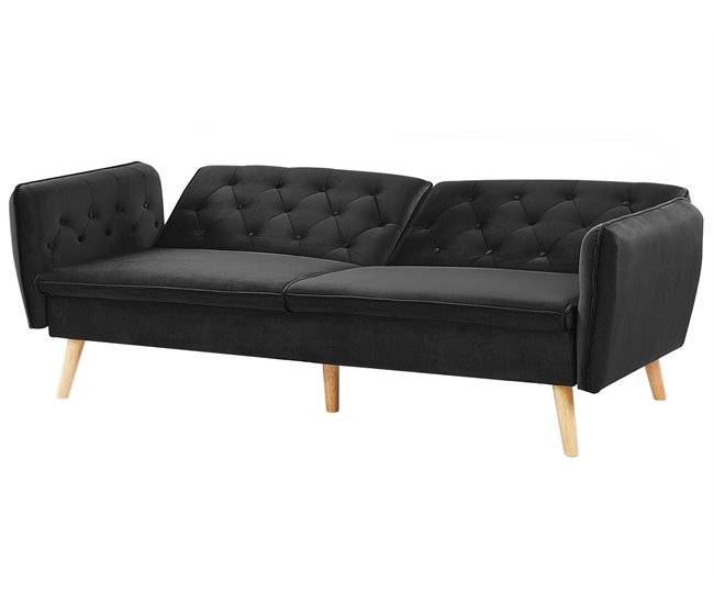 Beliani Sofá-cama Veludo BARDU Preto