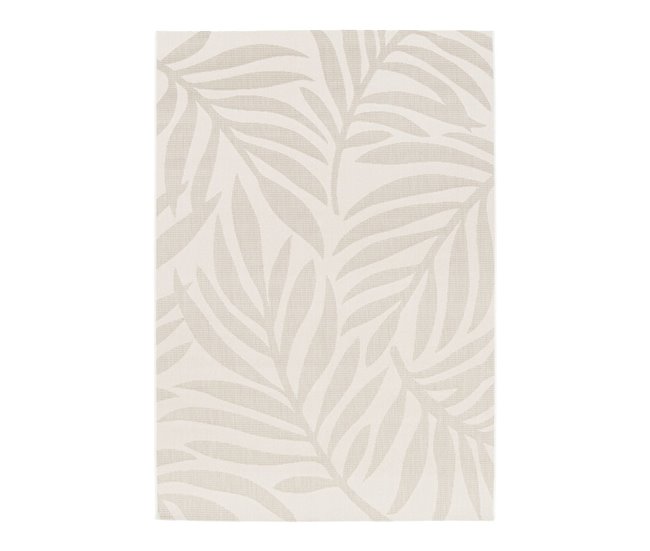Tapete interior/exterior motivo vegetal poliéster 230x160 Bege