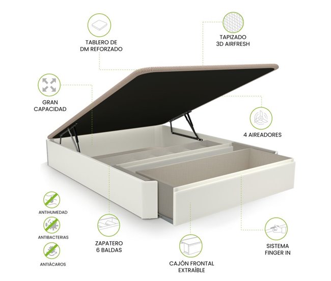 Sommier rebatível luxo S-Max 3D 150x190 Branco