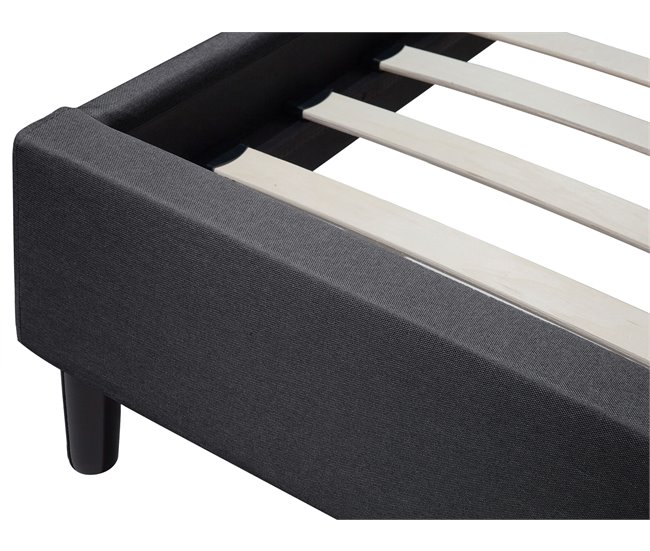Beliani Cama com estrado Poliéster SAVERNE 197x228 Cinza Claro