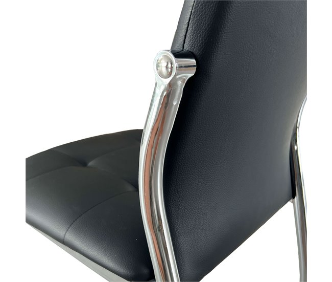 Cadeira de jantar Laci em couro sintético e cromo Preto