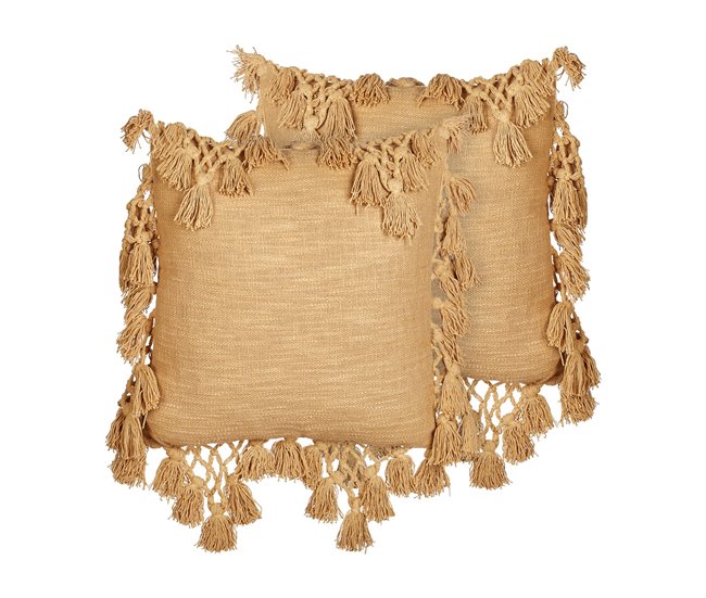 Beliani Almofada decorativa OLEARIA 45x45 Areia