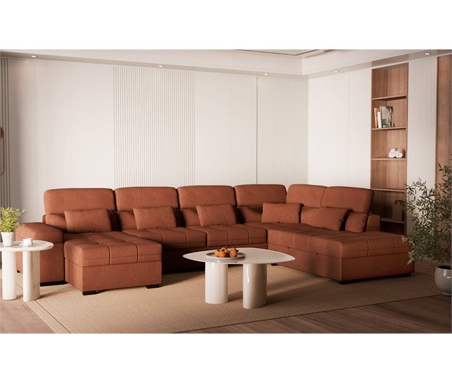 Sofá de canto em U STEWART XXL Terracota