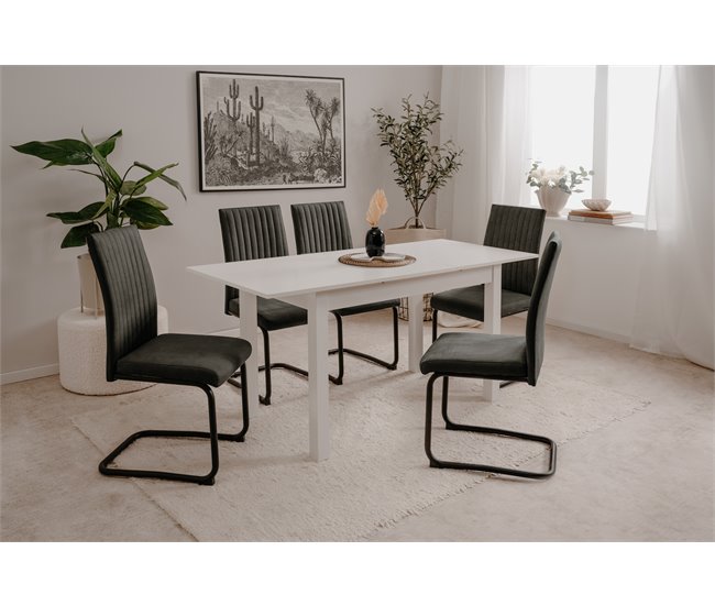 Conjunto de 4 cadeiras de jantar tapizadas em tecido ELKE Antracite
