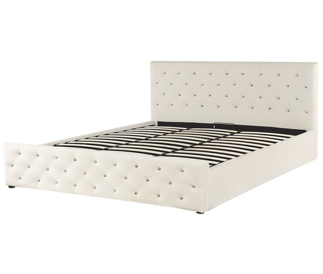 Beliani Cama com estrado Veludo AMIENS 191x217 Bege
