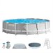 INTEX Prism Frame piscina redonda acima do solo com sistema de filtragem Cinza