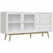 Aparador de Cozinha MDF, Vidro e Madeira de Borracha HOMCOM 160 Branco