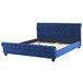 Beliani Cama com estrado Veludo AVALLON 192x233 Azul Marino