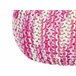 Pufe redondo em tricot branco e azul 50 x 35 cm CONRAD Branco/ Bege