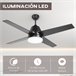 Ventoinha de Teto com Luz MDF, Acrílico HOMCOM Preto