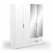 Roupeiro GHOST portas batentes com espelho e 2 gavetas Branco