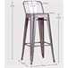 Banqueta industrial de metal com encosto baixo  - Bistro Branco