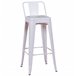Banqueta industrial de metal com encosto baixo  - Bistro Branco