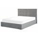 Beliani Cama com armazenamento Veludo LORIENT 177x216 Cinza Claro