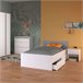 Cama jovem Germain com cabeceira moderna em melamina Branco