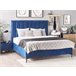 Beliani Cama com estrado Veludo SEZANNE 170x215 Azul Marino