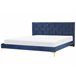 Beliani Cama com estrado Veludo LIMOUX 187x213 Azul Marino
