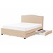 Beliani Cama com armazenamento Poliéster MONTPELLIER 187x213 Bege