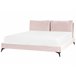Beliani Cama com estrado Veludo MELLE 196x233 Rosa Talco