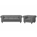 Beliani Conjunto de sofás CHESTERFIELD Cinza Claro