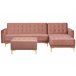 Beliani Sofá-cama Veludo ABERDEEN Rosa