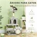 Arranhador para Gatos Melamina de Madeira e Sisal PawHut Cinza
