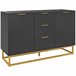 Aparador MDF e Metal HOMCOM, casa - móveis de armazenamento Preto