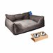 Cama para animais de estimação + comedouro duplo Castanho