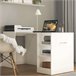 Mesa de escritório Ashe com 3 prateleiras retráteis, melamina Branco