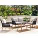 Beliani Conjunto lounge Madeira de acácia MERANO Branco/ Bege