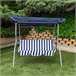 Cadeira de baloiço de jardim azul e branca com capota basculante 3 lugares Aktive Preto