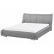 Beliani Cama com estrado Pele NANTES 208x237 Cinza Claro